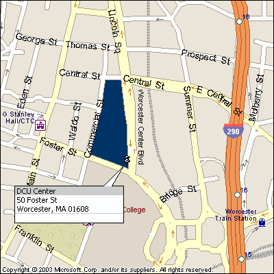 Map of DCUs ATMs at Worcester's DCU Center