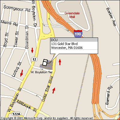 Map of Worcester Goldstar Boulevard Branch area