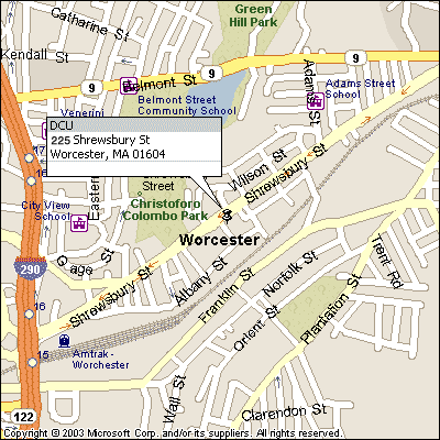 Map of Worcester Shrewsbury Street Branch area