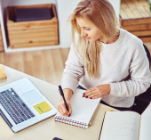 A woman writing