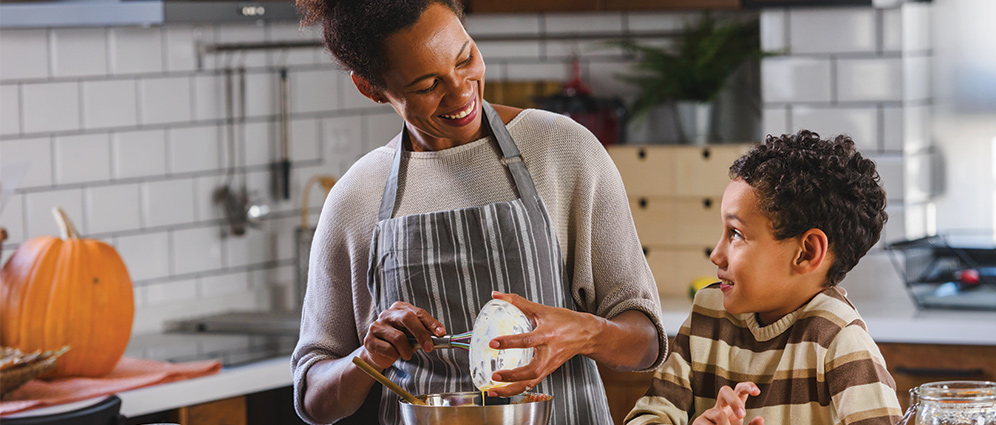 woman and child baking