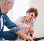 A couple laughing together