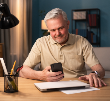 A man looking at his phone.