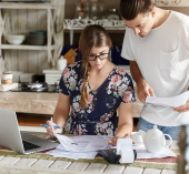 A couple going over their bills