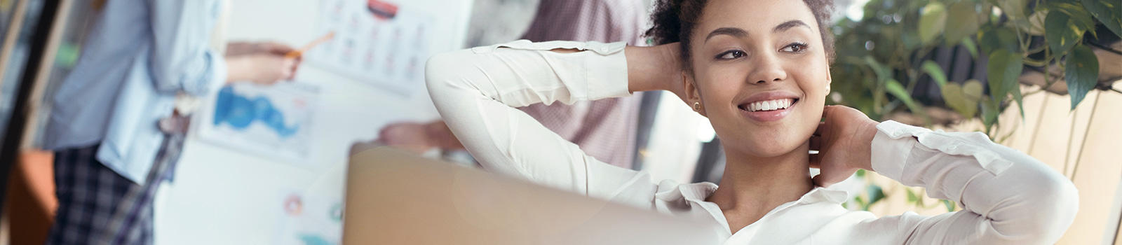 Image of a happy young business woman