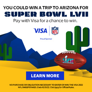 Pay with Visa to win a trip to the Superbowl in Arizona