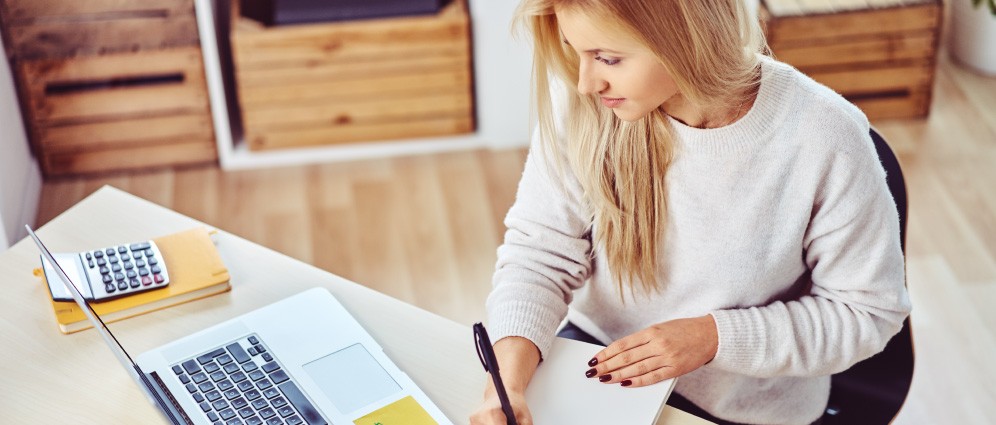 A woman writing