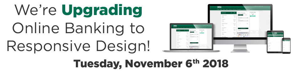 Online banking responsive design update coming soon image banner