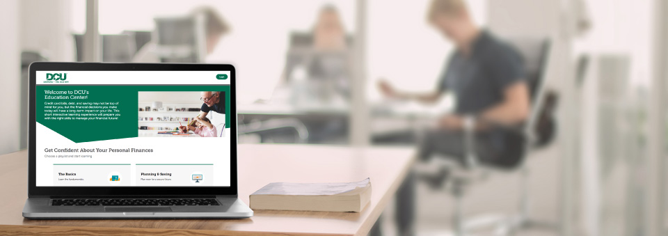 Photo of DCU's Everfi Financial Education modules on a computer