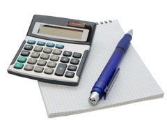 calculator and pen