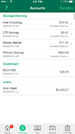iPhone accounts view